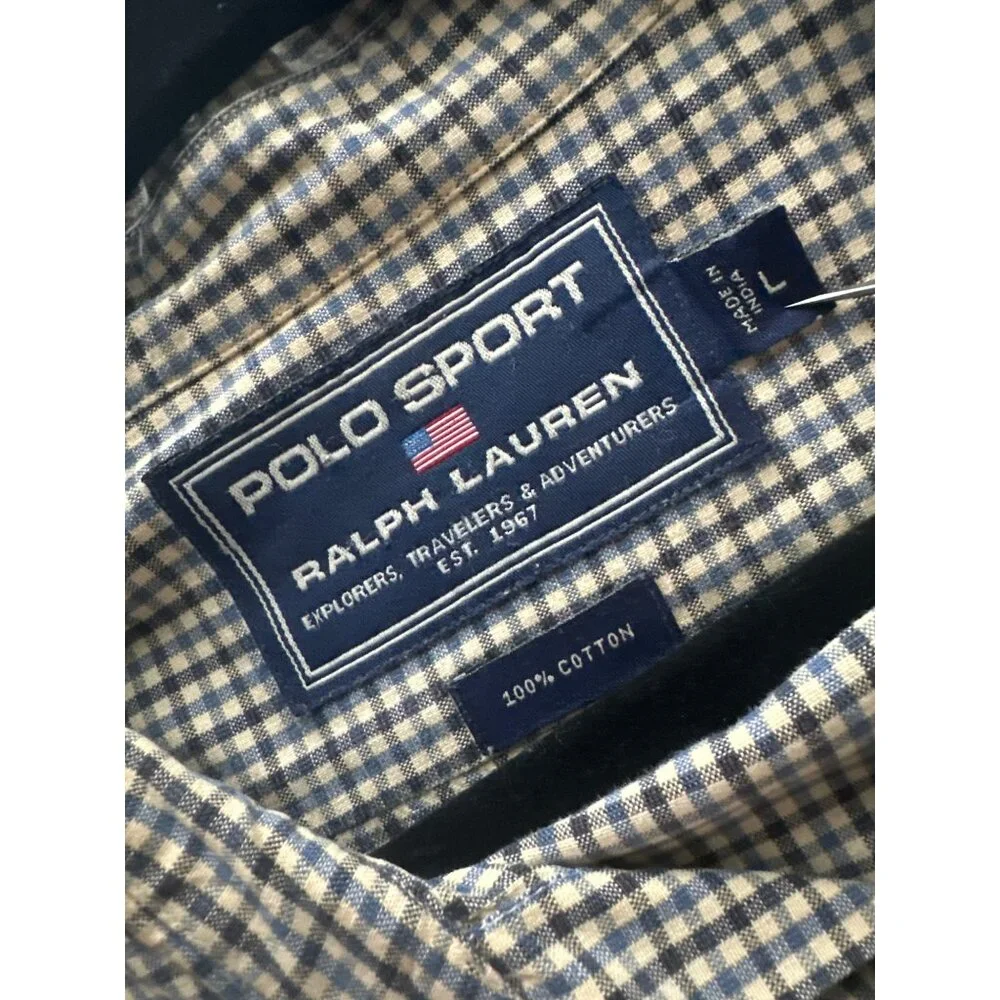 Polo Sport Ralph Lauren Checkered Button-Down Shirt Blue/Brown Checkered Large